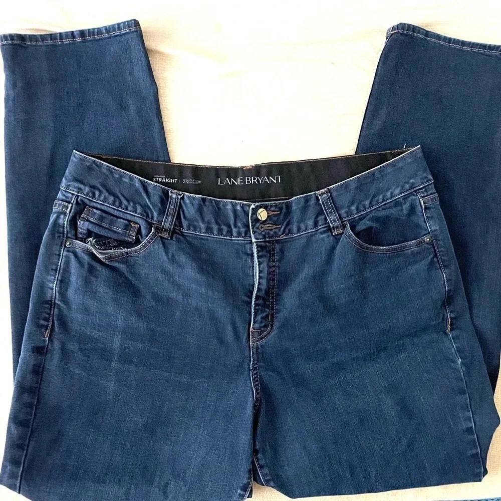 Lane bryant high rise straight blue jeans 20R